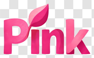 Pink Logo - Pink Leaf Playful Wordmark Transparent PNG