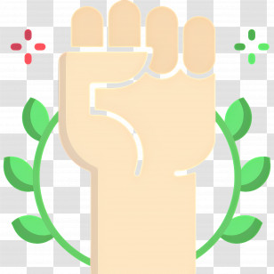 Fist Hand - Raised Fist With Green Leaves Transparent PNG