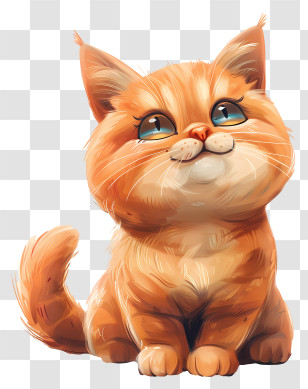 Orange Cat - Cute Cartoon Orange Cat Transparent PNG
