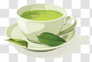 Green Tea In A Cup Illustration - Green Tea In A White Cup Transparent PNG