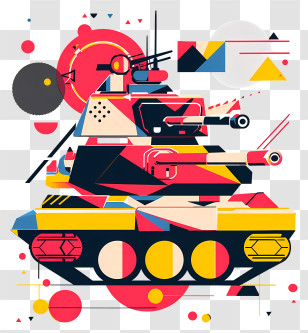 Cartoon Tank - Colorful Abstract Tank Illustration Transparent PNG