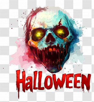 Halloween - Scary Skull Illustration For Halloween Theme Transparent PNG