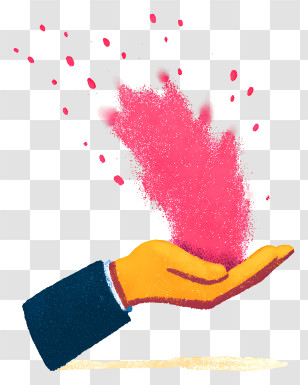 Hand Throwing Gulal - Hand Holding Pink Powder Transparent PNG