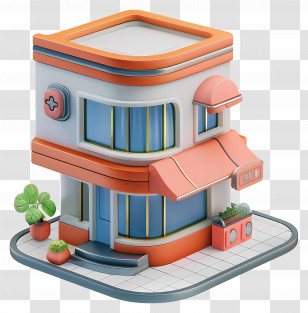 3d Building - Cartoon Style House Transparent PNG