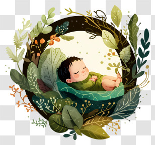Cute Sleeping Baby - Sleeping Baby In Nature Circle Transparent PNG