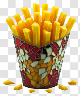 Cartoon - Creative Mosaic French Fries In Decorative Cup Transparent PNG
