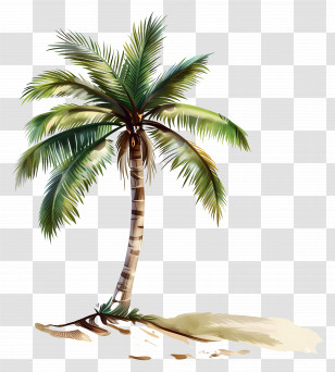 Palm Tree - Tropical Palm Tree By The Beach Transparent PNG