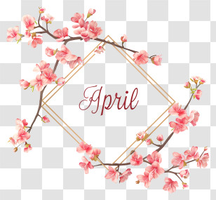 Hello April - Seasonal April Design With Pink Flowers Transparent PNG