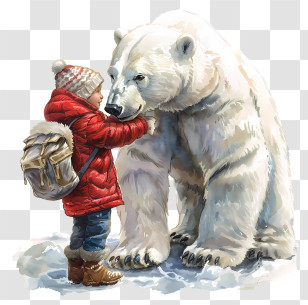 International Polar Bear Day - Child With Polar Bear In Snowy Setting Transparent PNG