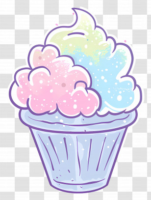 Shaved Ice - Colorful Frosted Cupcake Transparent PNG