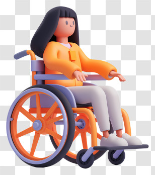Girl In Wheelchair - Illustration Of Girl On Wheelchair Transparent PNG