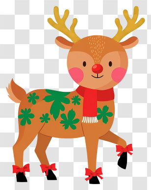 Christmas Deer - Festive Reindeer With Red Scarf Transparent PNG