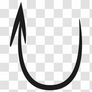 Sketch Arrow - Black Curved Upward Arrow Illustration Transparent PNG
