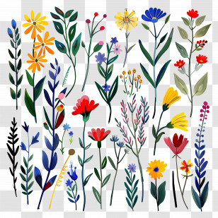 Wild Flower - Vibrant Assortment Of Wildflowers Transparent PNG