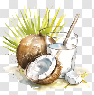 Coconut Water - Fresh Coconut With Water Transparent PNG
