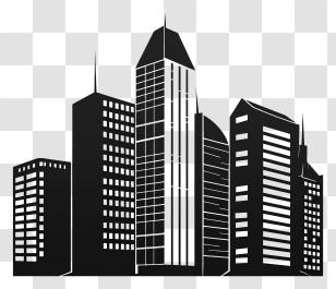 Building Silhouette - Black And White Urban Building Silhouette Transparent PNG