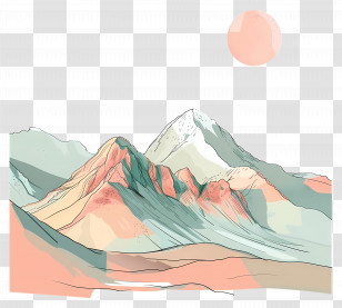 Mountain Range - Soft Pastel Mountain Landscape Illustration Transparent PNG