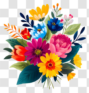 Colorful Flower Bouquet - Beautiful Colorful Flowers In Bloom Transparent PNG