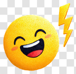 Smiling Emoji With Lightning Bolt - Laughing Emoji With Lightning Transparent PNG