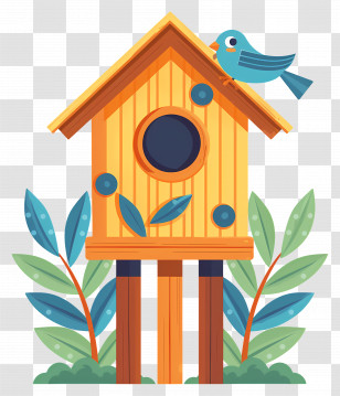 Summer - Wooden Birdhouse With Blue Bird Transparent PNG