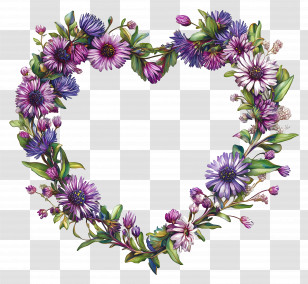 Heart Frame - Purple Daisy Heart Floral Arrangement Transparent PNG