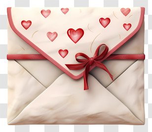 Envelope - Heart-Decorated Envelope With Red Bow Transparent PNG