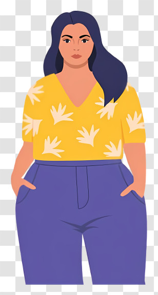 Woman Full Body - Woman In Yellow Top With Hands In Pockets Transparent PNG