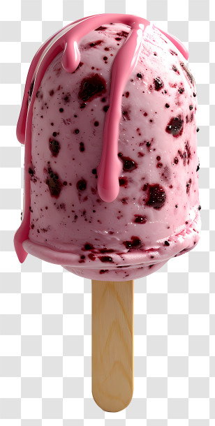 Ice Cream Pop - Pink Berry Ice Cream Stick With Drizzle Transparent PNG