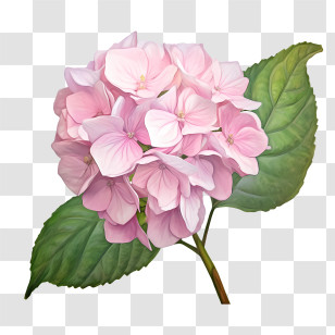Hydrangea Flower - Pink Hydrangea Flower Botanical Illustration Transparent PNG