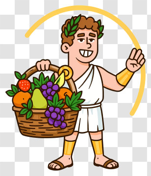 Cartoon Roman Figure - Roman Man With Fruit Basket Transparent PNG