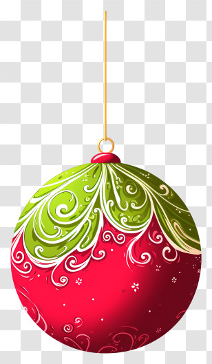 Red And Green Ornament - Ornate Red And Green Christmas Tree Ornament Transparent PNG