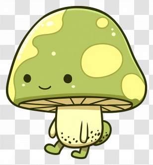 Cartoon Green Mushroom Character - Cartoon Green Mushroom Character Design Transparent PNG