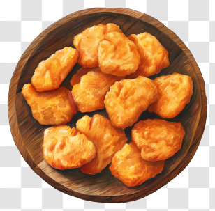 Chicken Nuggets - Crispy Chicken Nuggets In Wooden Bowl Transparent PNG