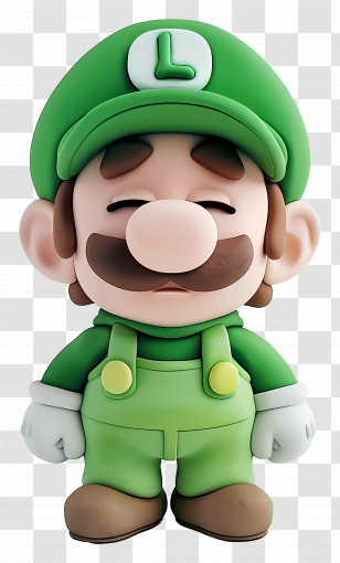 Luigi Mario - Green Outfit Cartoon Character With A Mustache Transparent PNG