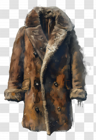 Coat - Warm Brown Fur Coat For Winter Transparent PNG