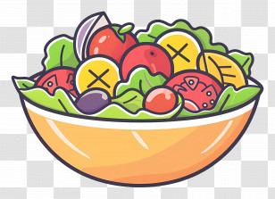 Fruits And Vegetables - Cartoon Fruit Salad In A Bowl Transparent PNG