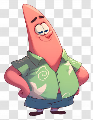 Patrick Star - Cartoon Pink Starfish In Casual Outfit Transparent PNG