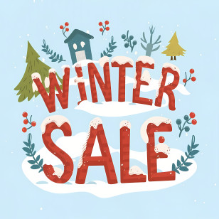 Winter Sale - Winter Sale Graphic With Snowy Decorations Transparent PNG