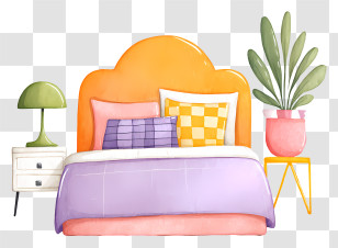 Cozy Modern Bedroom - Cozy Pastel Bedroom Bed Transparent PNG