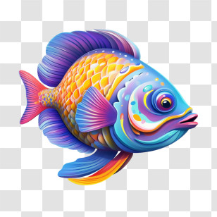 Fish - Vivid Colorful Fish Illustration Transparent PNG