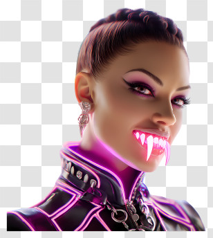 Neon Cyberpunk Vampire - Neon Cyberpunk Vampire Portrait Transparent PNG