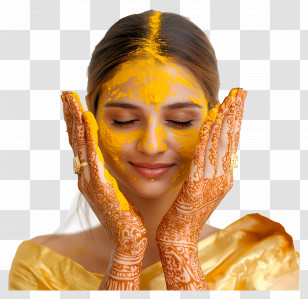 Haldi Ceremony - Woman With Henna And Yellow Paste Transparent PNG