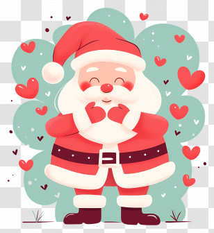Cute Santa Clause - Santa Claus Illustration With Hearts For Christmas Transparent PNG