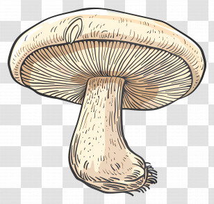 Portobello Mushroom - Detailed Mushroom Illustration Transparent PNG