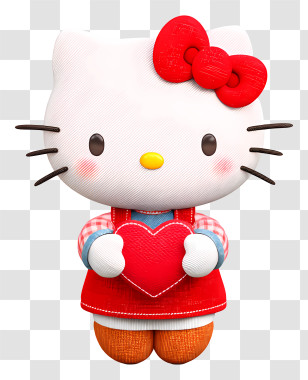 Hello Kitty Holding Heart - Cute Cartoon Cat Holding A Heart Transparent PNG