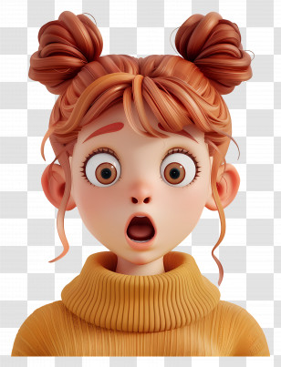 Girl Surprise - Surprised Cartoon Girl With Hair Buns Transparent PNG