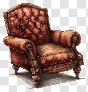 Rich Chair - Antique Leather Armchair In Rustic Brown Transparent PNG