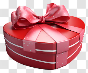Gift Box - Heart-Shaped Gift Box With Ribbon Bow Transparent PNG