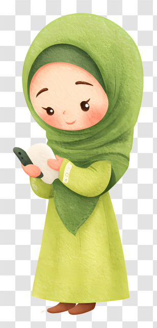 Muslim Woman Reading User Agreement - Cute Girl In Green Headscarf Transparent PNG