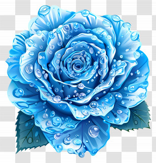 Blue Rose - Blue Rose With Water Droplets Transparent PNG